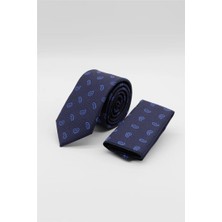 İmza Lacivert-Mavi Desenli 6 Cm Kravat 1090255120