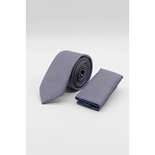 İmza Gri - Mavi Desenli 6 cm Kravat 1090255121
