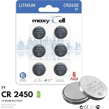Maxy Cell MaxyCell 2450 CR2450 Maxycell Lityum Düğme Pil 3V  DL2450 (6 Adet)