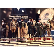 Magnet Depo Çanakkale Temalı Satranç Takımı, Kişiye Özel Kadife Kutulu, Şah 12 cm