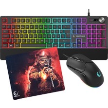 Rampage KM-9858 Jazzy V2 Rgb Klavye , 12800 Dpı Mouse + 30*25CM Mousepad Gaming 3lü Set