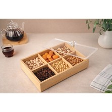 Ciho Socks Ciho Bambu 6 Bölmeli Şık Kapaklı Çerezlik / Poşet Çay Saklama Kutusu Organizer