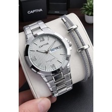 Captiva Bileklik Hediyeli Çelik Kordon Haftanın Günü ve Takvimli Kadran Erkek Kol Saati CT.M.001.M6