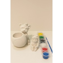 Wesank Kedi Saks? & Kedi Figür Boyama Seti – 6 Renk Boya + F?rça | Çocuk ve Yeti?kinler ?çin Hobi Seti