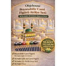 Wesank Boyanabilir I??kl? Cami Seti | 10 Adet 3D Bask? Figür + Boya + F?rça