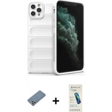 İlk El Grup Ieg™ iPhone 11 Pro Kılıf Atlas Koleksiyonu - Şeffaf Pasifik Cam Ekran Koruyucu + Gümüş Shine Kamera Lens Koruma Cam