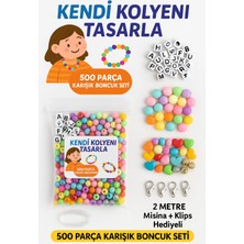 Wesank 500 Parça Karışık Boncuk Seti + 2 Metre Misina + Klips Hediyeli + Boyanabilir Takı Kutusu Seçenekli