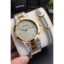 Captiva Bileklik Hediyeli Çelik Kordon Haftanın Günü ve Takvimli Kadran Erkek Kol Saati CT.M.001.M4