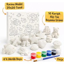 Wesank 20×20 Desenli Tuval Boyama Seti – 10’lu Kar???k Alç? Boyama Objesi + 6’l? Akrilik Boya