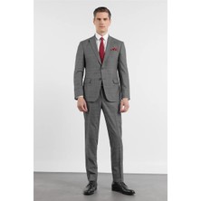İmza Füme Mono Yaka Esnek 6 Drop Slim Fit Classic Takım Elbise 1001255160