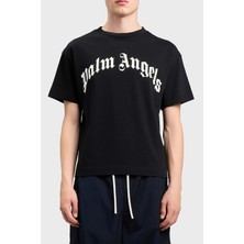 Palm Angels % 100 Pamuk Logo Baskılı Regular Fit Bisiklet Yaka T Shirt Erkek T Shirt PMAA109S26JER00G