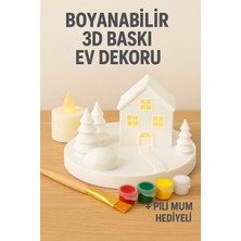 Wesank ® Boyanabilir 3D Bask? Ev Dekoru – Pilli Mum Hediyeli
