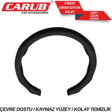 Carub Fiber Süet Direksiyon Kılıfı Siyah – Kaymaz Konforlu Kaplama