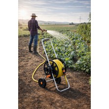 YDGR Tekerlekli Hortum Makarası Bahçe Sulama Arabası Taşınabilir Kolay Kullanım