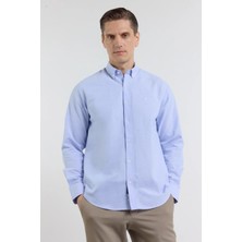 İmza Açık Mavi Oxford Düğmeli Yaka Uzun Kol Cepsiz Slim Fit Pamuklu  Gömlek 1004260182