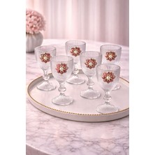 Yzhome 6 Lı Kristal Cam Kahve Yanı Su Bardağı Inci Lotus Bardak 75ML