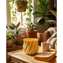 Aylina Mey Ithalat® 3D Kıvrımlı Vazo Sarı