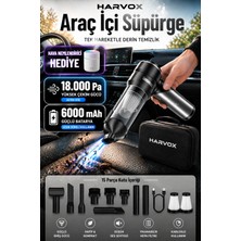 Harvox 18000PA Güçlü Vakum Araç Süpürgesi Taşınabilir Çantalı 6000MAH Bataryalı Üflemeli Hava Nemlendirici Hediyeli Süpürge
