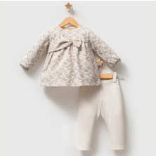 Butik Kız Bebek Çiçek Desenli %100 Pamuklu Alt - Üst 2'li Takım