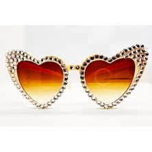 Xciks Collections  Renk Taşlı Kalp Şekilli Gelin Gözlüğü Bride Gözlüğü