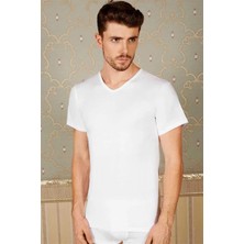 Brand Erkek Pamuklu Kısa Kol V-Yaka Klasik Fanila T-Shirt (0316)