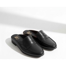Ne&Ve Shoes Deri Kadın Yuvarlak Burun Sabo Terlik
