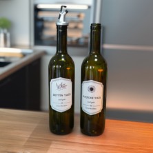 Börte Store Retro 2'li 750 ml Zeytin Yağı ve Sıvı Yağ Şişesi Yağdanlık Yağlık Kapaklı Set