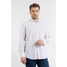 İmza Bej Kısalabilir Kol Cepsiz Pamuk Casual Comfort Fit Gömlek 1004250128