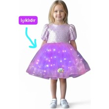 Payetli Mor Işıklı Elbise Kostüm Kuromi Prenses Düğün Bayram Parti Doğum Günü Özel Gün