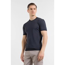 İmza Lacivert Kısa Kol Bisiklet Yaka Basic Slim Fit Tişört 1011250179