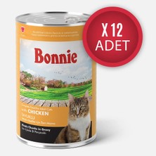 Bonnie Tavuklu Sos İçinde Et Parçacıklı Kedi Konservesi 400g x 12 Adet