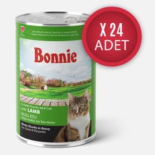 Bonnie Kuzu Etli Sos İçinde Et Parçacıklı Kedi Konservesi 400g x 24 Adet