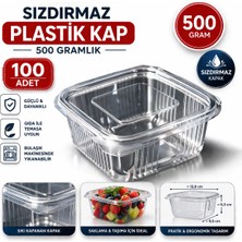 Mçb Group Sızdırmaz Plastik Kap 500 Gr 100 Adet Şeffaf Saklama Kabı Kapaklı Gıda Kabı