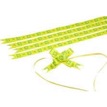 Papirüs Yeşil Sarı Kalpler Küçük Boy Pratik Kurdele (100 Adetlik Paket)