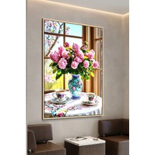 Artan Gallery Italyan Kadife Çiçekli Duvar Tablosu | Vazoda Pembe Ortanca | Yağlı Boya Görünümlü | Ahşap Çerçeveli