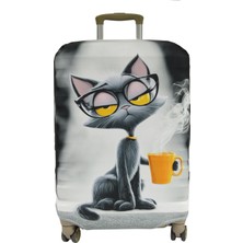 My Saraciye (MY#161 Cool Kedi) Valiz Için kılıf Rengarenk-Orta Boy
