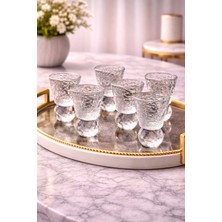 Yzhome 6 Kişilik Cam Elmas Ayaklı Kahve Yanı Bardağı Bardak 50ML