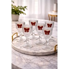 Yzhome 6 Lı Cam Kurdele Figürlü Kahve Yanı Su Bardağı Bardak 75ML