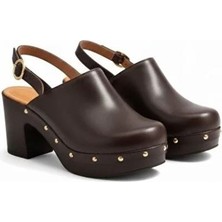 Ne&Ve Shoes Deri Hafif Tabanlı Tokalı Kadın Takunya Sandalet