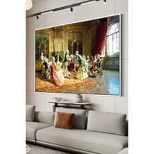 Artan Gallery Italyan Kadife Duvar Tablosu Rokoko Saray Sahnesi Ahşap Çerçeveli Yağlı Boya Görünümlü Tablo