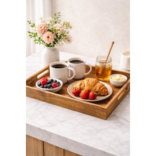 Yzhome Akasya Kulplu Servis Sunum Tepsisi Tepsi 40*29CM