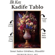 Artan Gallery Italyan Kadife Çiçek Desenli Duvar Tablosu | Yağlı Boya Görünümlü | Ahşap Çerçeveli