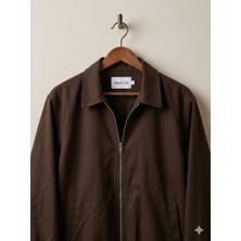 Mero Life Erkek Basic Old Money Fermuarlı Oversize Mevsimlik Polo Yaka Gabardin Kumaş Ceket