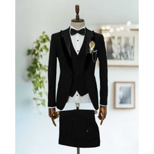 Beystil Sivri Yaka Siyah Damatlık & Smokin Takım -Slim Fit
