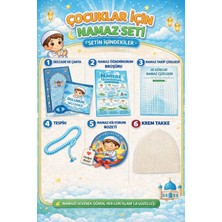 Simply Line Namaz öğreniyorum ve çizelgesi Çocuk Takke Tesbih Seccadesi Çanta Set Oğlumun Seccadesi Namazlık Ilk Namaza Alıştırma 45X90 cm