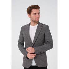 Bonesti Erkek Slim Fit Blazer Ceket Gri Desenli