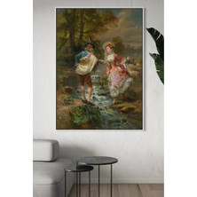 Artan Gallery Italyan Kadife Klasik Aşk Sahnesi Duvar Tablosu | Yağlı Boya Görünümlü | Ahşap Çerçeveli