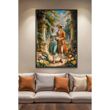 Artan Gallery Italyan Kadife Klasik Aşk Duvar Tablosu | Saray Romantik | Yağlı Boya Görünümlü | Ahşap Çerçeveli