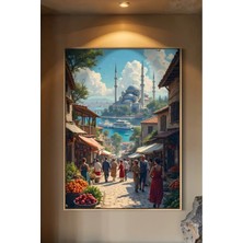 Artan Gallery Italyan Kadife Istanbul Duvar Tablosu | Cami Manzarası | Yağlı Boya Görünümlü | Ahşap Çerçeveli