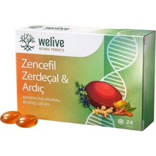 Welive Zencefil Zerdeçal Ardıç Mandalina Aromalı Bitkisel Drops – Boğaz Rahatlatıcı Pastil 24 Adet